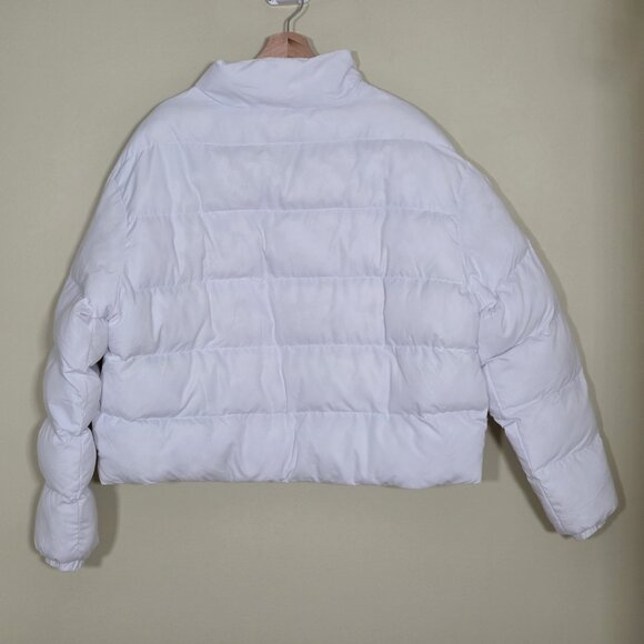 Fabletics Puffer Jacket Women XXL White Full Zip LS Pockets Lined Preppy Cottage - Picture 2 of 16